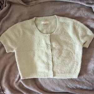 fuzzy green cardigan 🧸